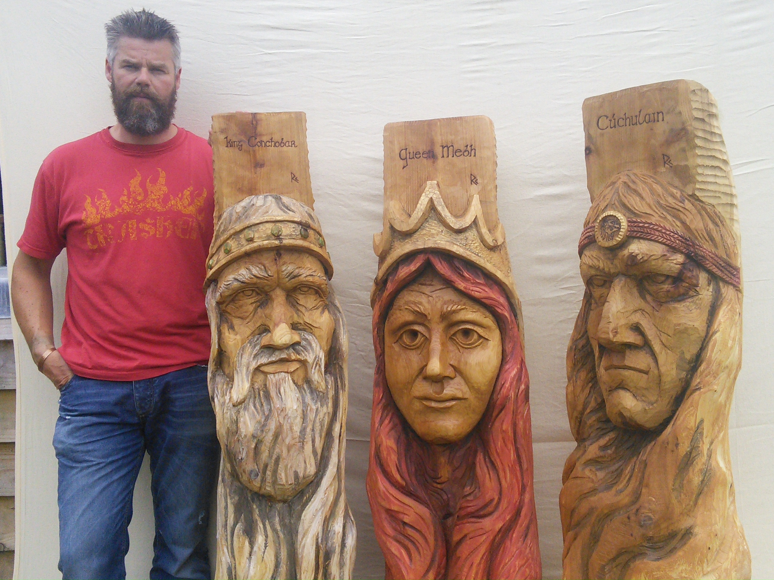 Cedar mythological carvings