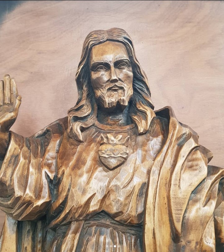 The Sacred Heart wood carving