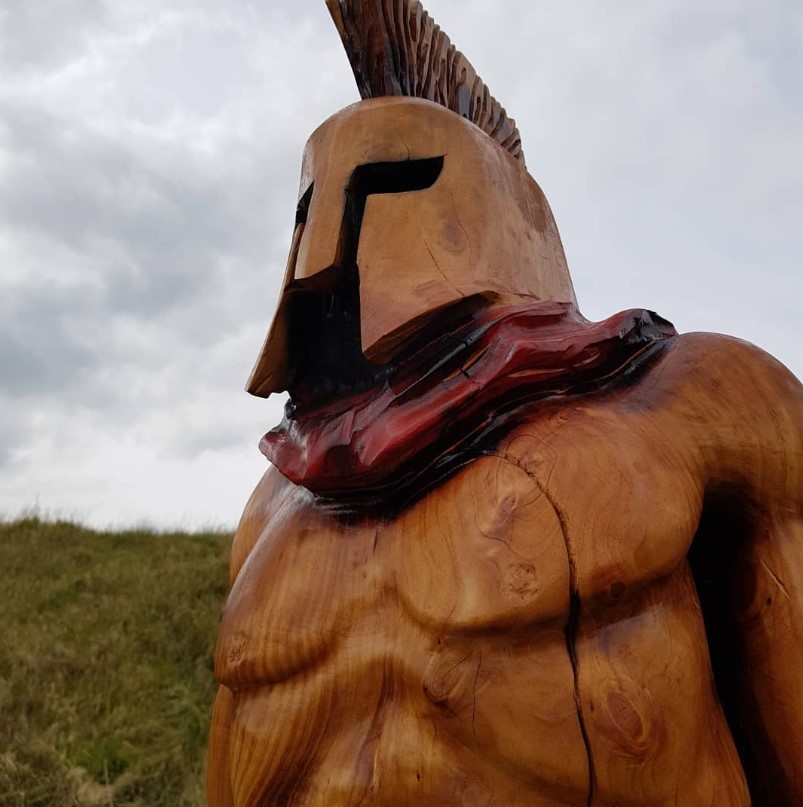 The Spartan carved in wood