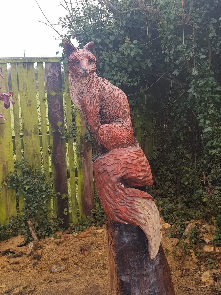 Fox carved in Silver Birch